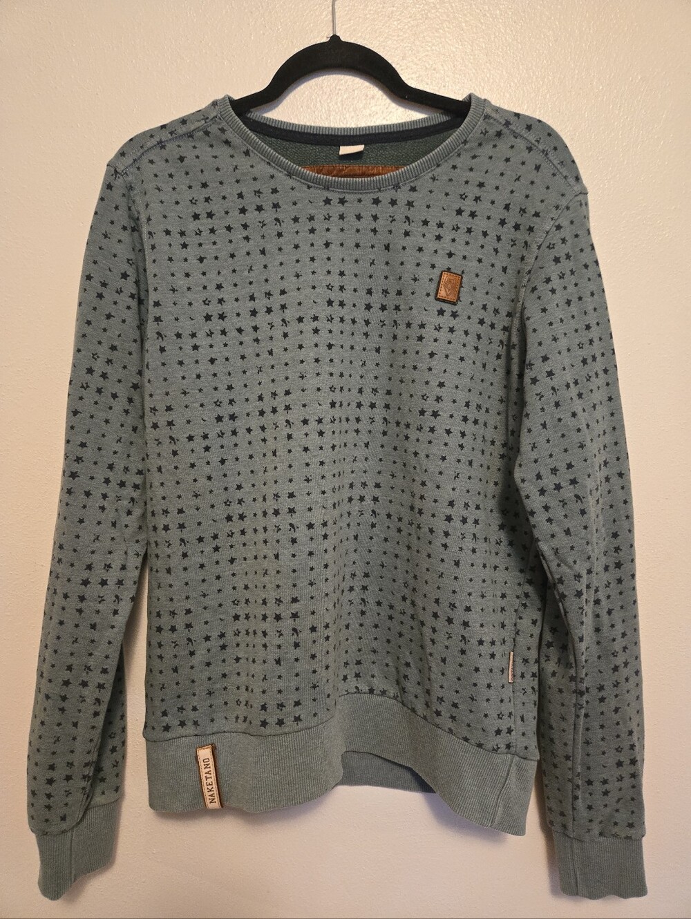 Naketano The Poets Choice Green Star Pullover Crewneck Sweatshirt Womens M